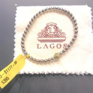 NWT Lagos silver and yellow gold stretch bracelet.  8 inches.